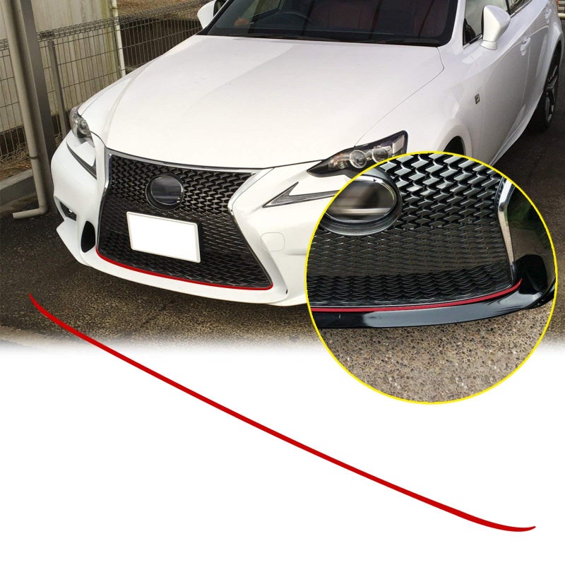x xotic tech Front Grille Pinstripe Vinyl Sticker Trim, Glossy Red Front Hood Panel Edge Molding Stripe Decal Compatible with Lexus is/is 250/IS 350/IS 200t with F-Sport 2014 2015 2016 2017 - Image 1